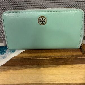 Tory Burch Light Green Zip Wallet